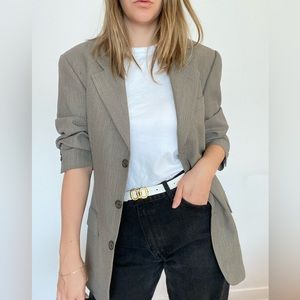 Herringbone wool blazer - grey beige